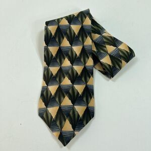 J Garcia 100% Silk Colorful Tie Men's Necktie Yellow Green Blue